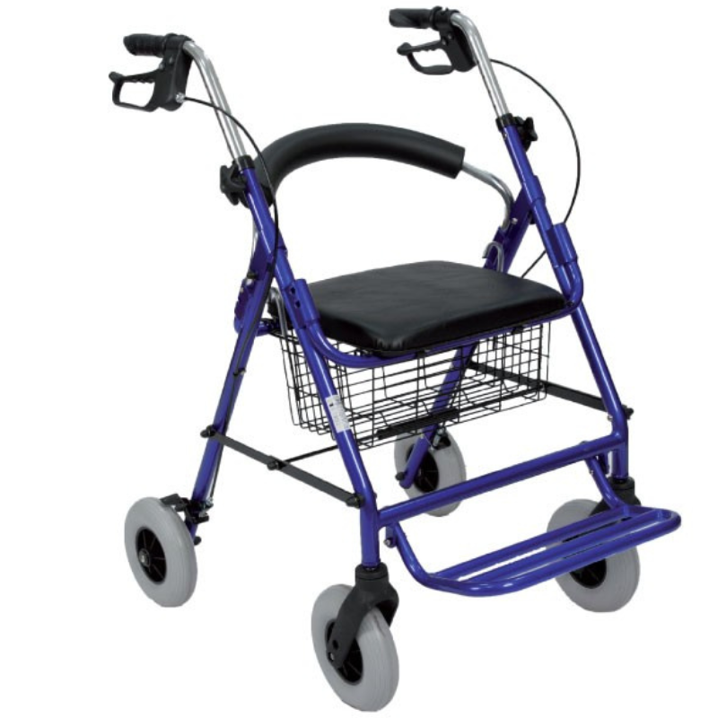 Il rollator pieghevole è dotato di quattro ruote da 20 cm di diametro, di cui le due anteriori sono piroettanti, garantendo una manovrabilità ottimale in ogni direzione.