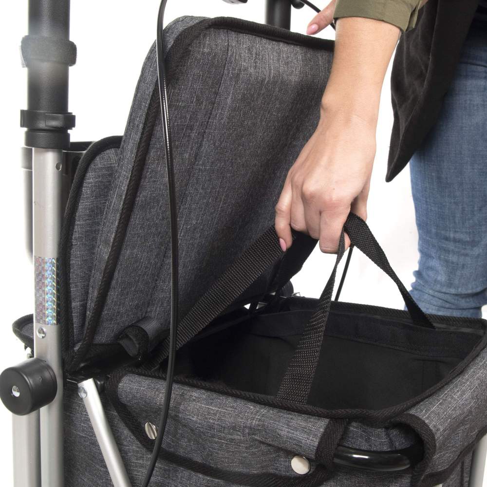 Rollator con sedile integrato offre comfort e praticità per una vita attiva e indipendente.